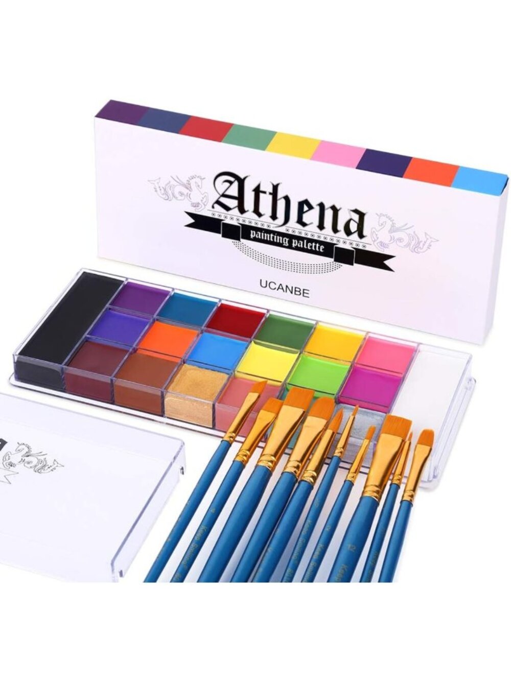 Vibrant Face & Body Paint Set with 10 Brushes - Perfect for Halloween & Cosplay!